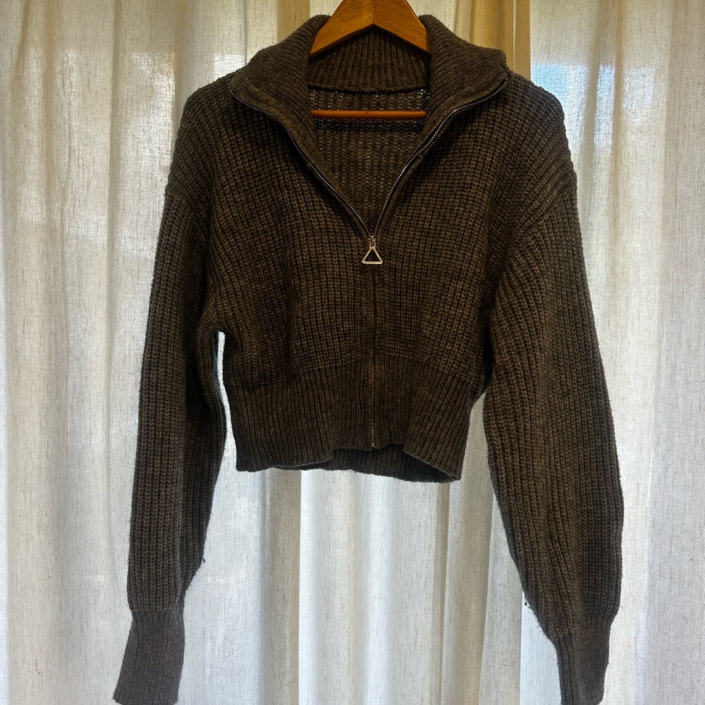 Cozy Gray Zip-Up Sweater
